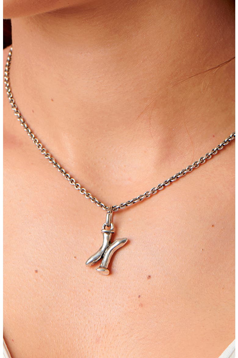Sterling Silver-Plated Letter X Charm, Alternate, color, Silver