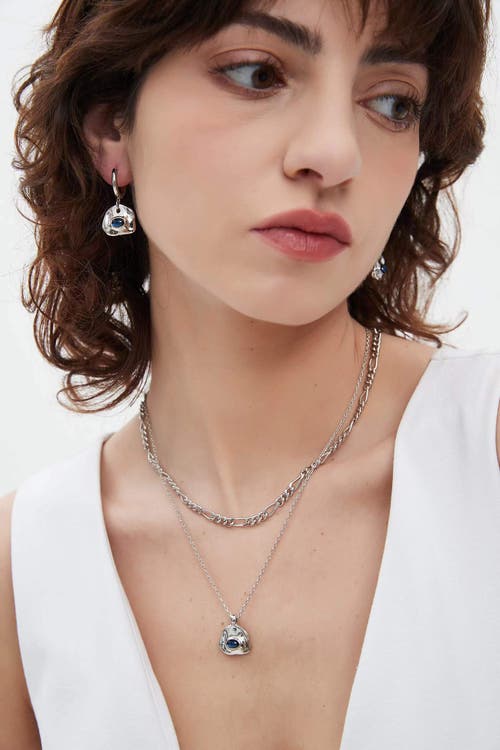 Classicharms Aria Gemstone Pendant Necklace And Figaro Chain Layering Set In Metallic