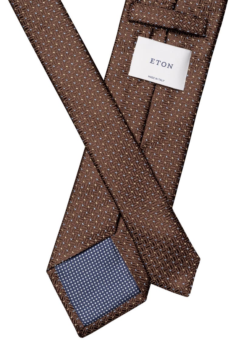 Brown Geometric Texture Silk Tie, Alternate, color, MEDIUM BROWN