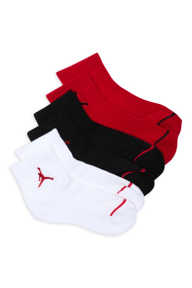Kids' 3-Pack Quarter Crew Socks, Main, color, GYM RED
