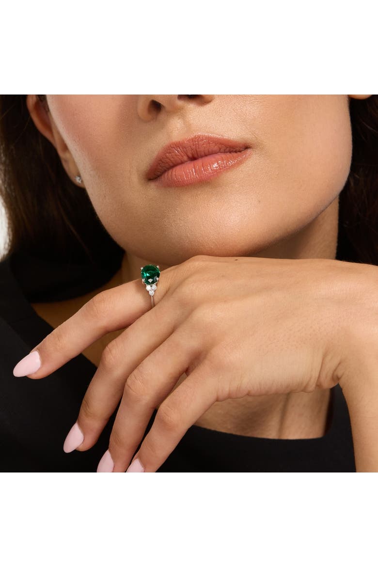 3 1/4Ct Oval Emerald & Lab Grown Diamond Ring in 10k or Gold, Alternate, color, 10k White Gold