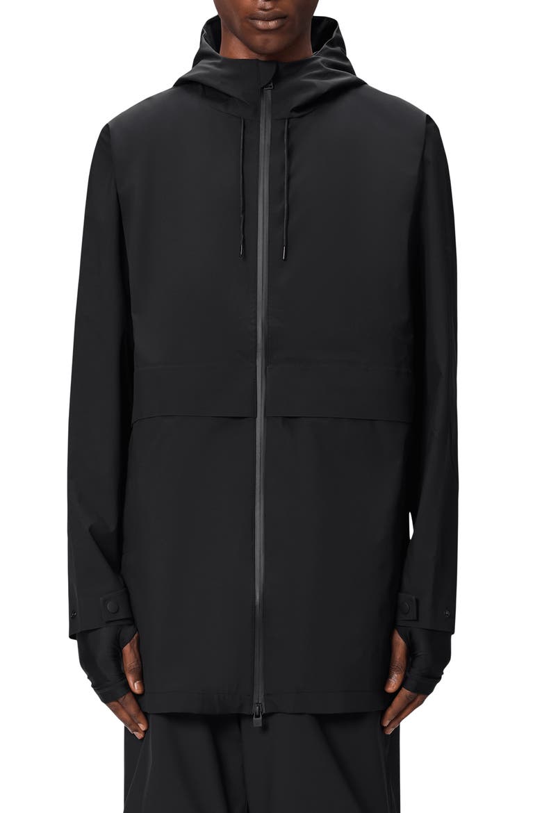 Suva Hardshell Hooded Long Rain Jacket, Main, color, BLACK