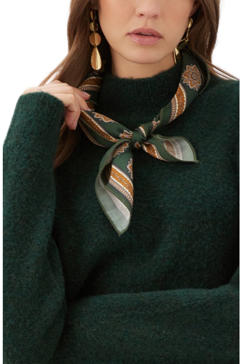 Paisley Border Satin Scarf, Main, color, PRINT