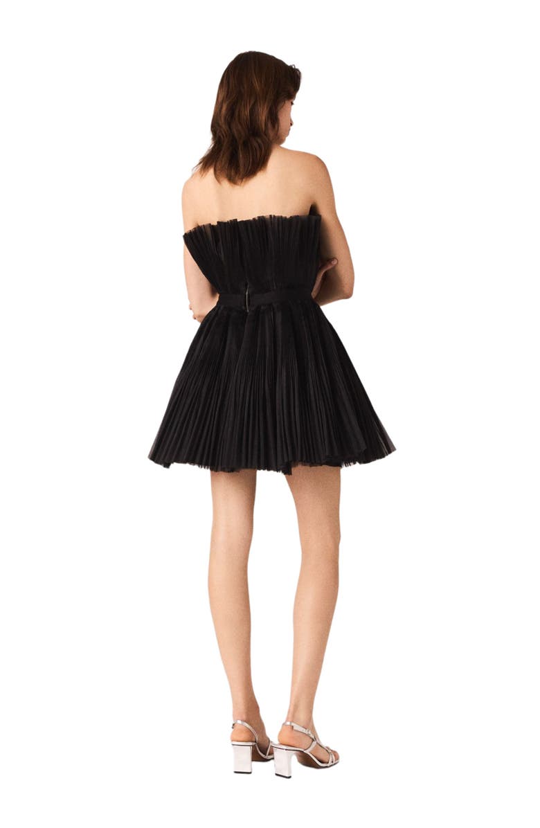 maje Tulle and organza bustier dress, Alternate, color, Black