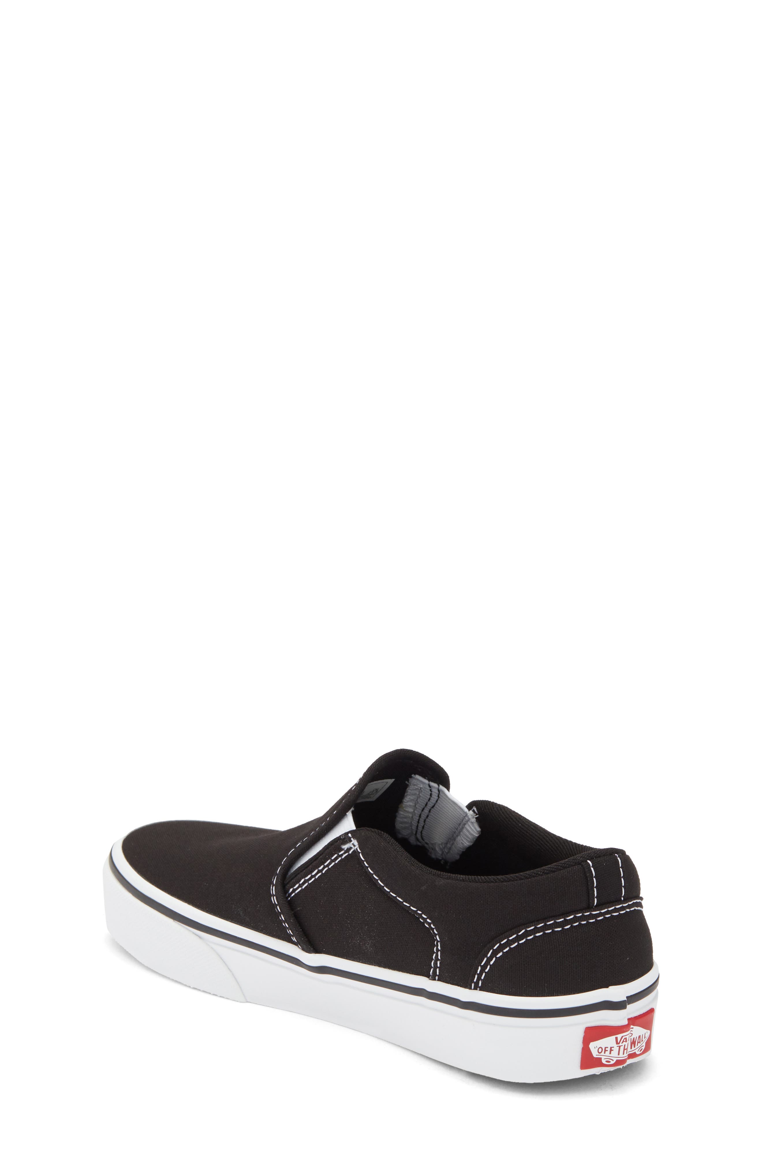 Vans Kids' Asher Slip-On Sneaker, Alternate, color, Canvas Black/White