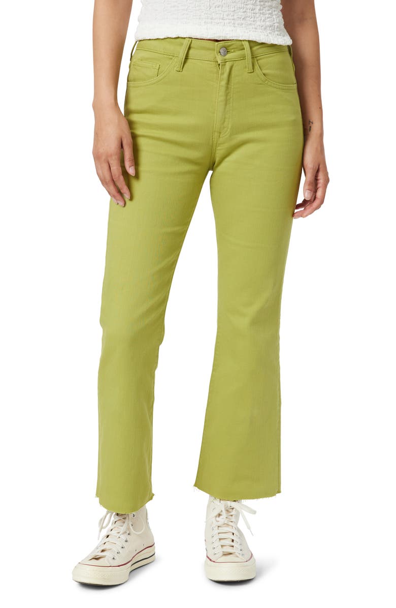 Mavi Jeans Anika High Waist Fray Hem Crop Flare Jeans, Main, color, Spinach Green Flex Blue