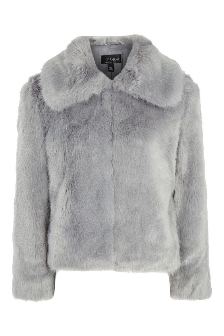 Claire Faux Fur Coat, Alternate, color, DARK GREY