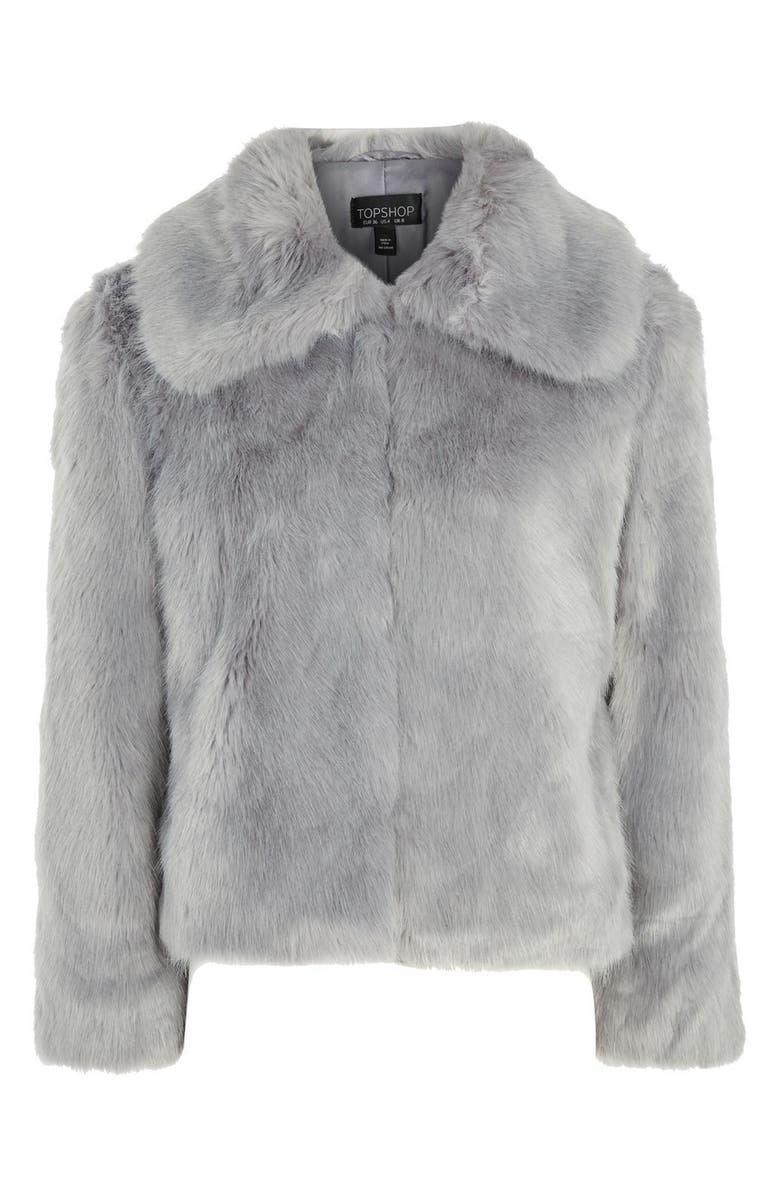 Topshop Claire Faux Fur Coat, Alternate, color, 