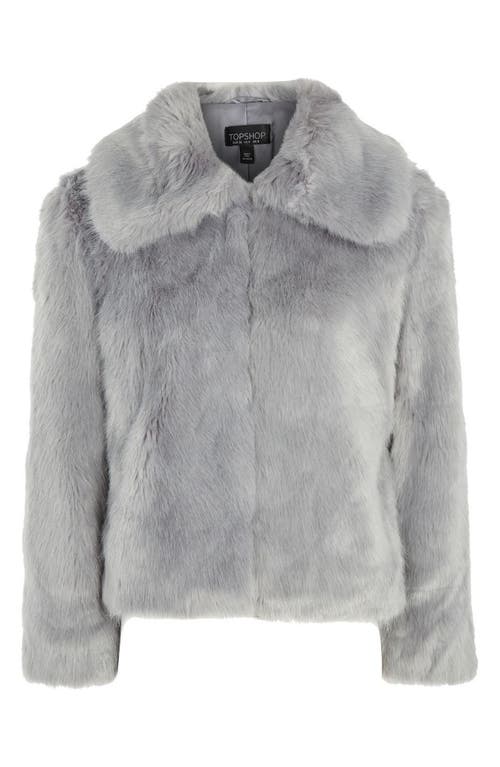 Topshop Claire Faux Fur Coat In Gray