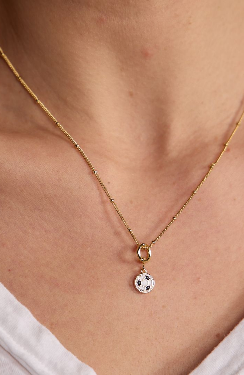 Nickel & Suede Soccer Ball Charm, Alternate, color, Gold