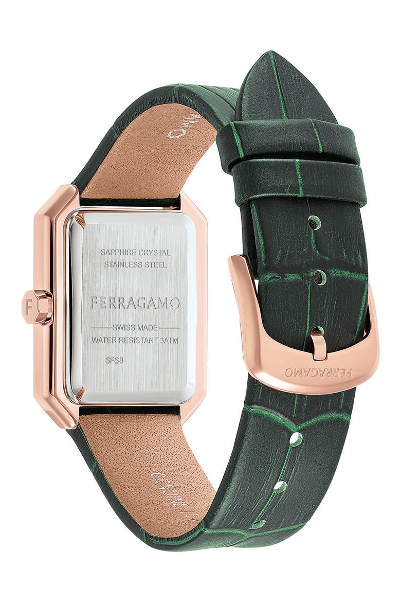 Crystal Leather Strap Watch, 27mm x 34mm, Alternate, color, IP ROSE GOLD