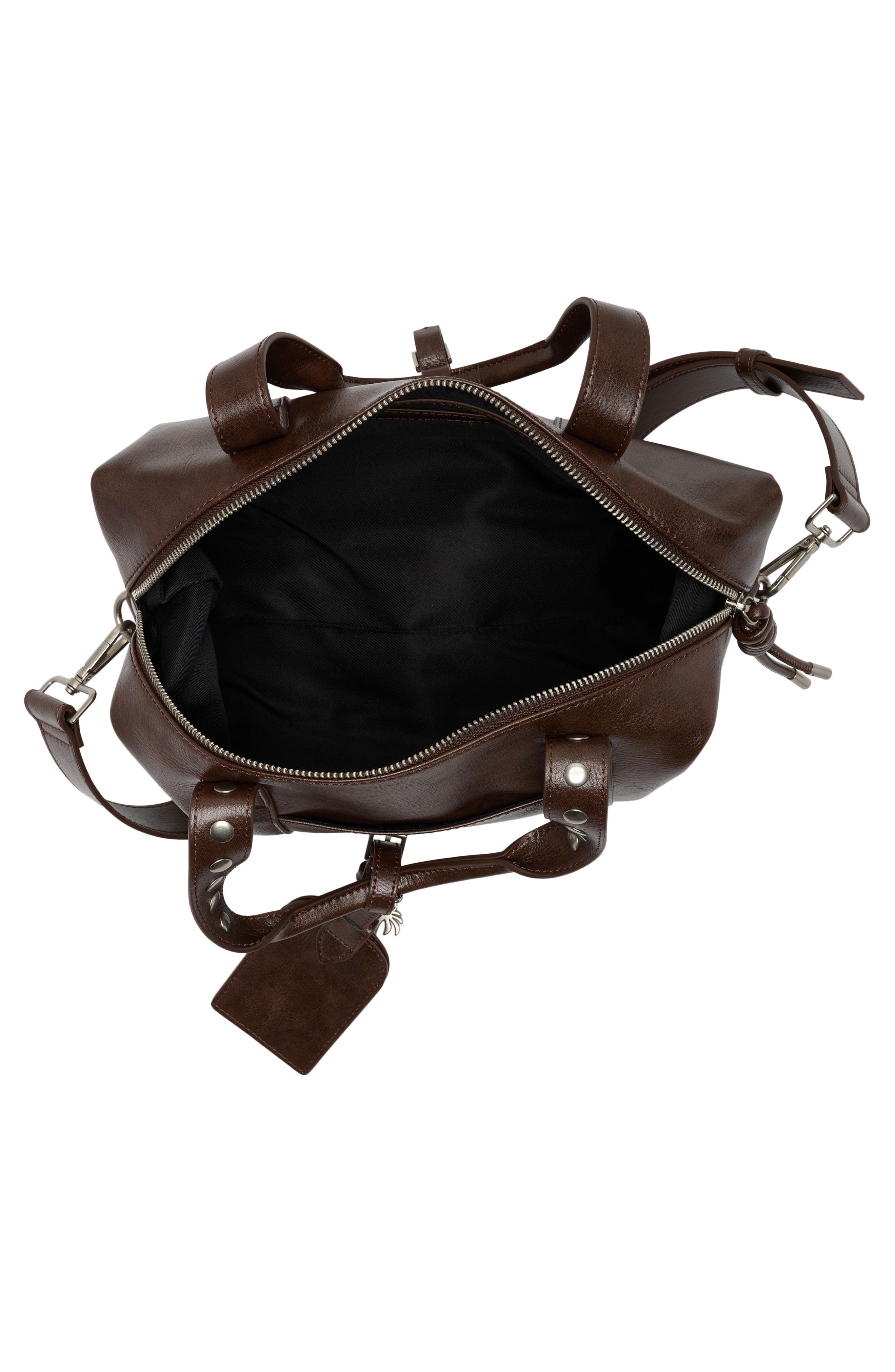 Medium Boston Leather Satchel, Alternate, color, BROWN