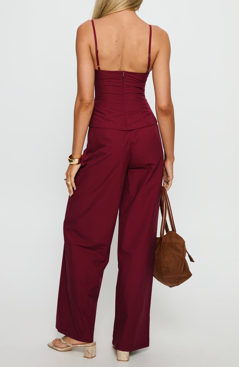 Princess Polly Kierstyn Cotton Camisole & Pants Set, Alternate, color, Currant