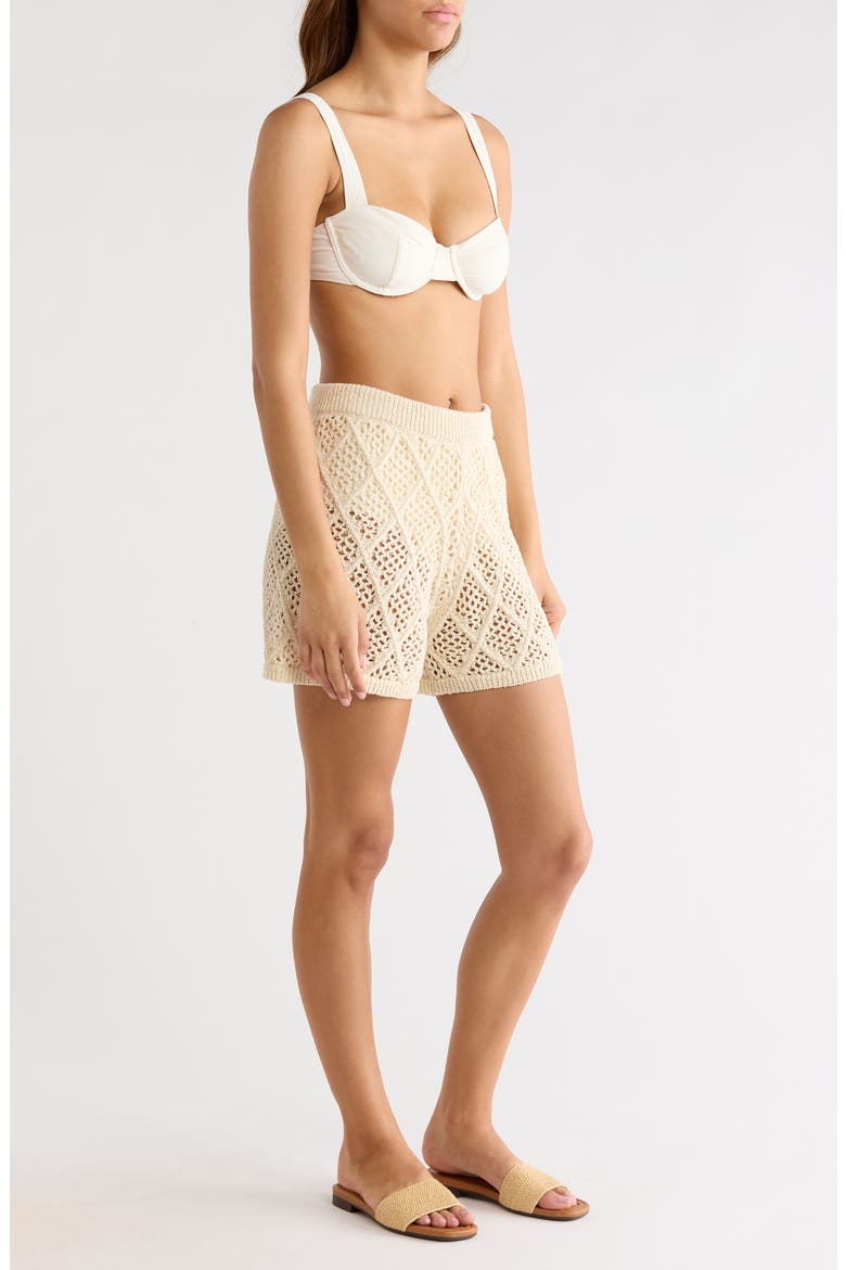 Openwork Knit Cover-Up Shorts, Alternate, color, NATURAL