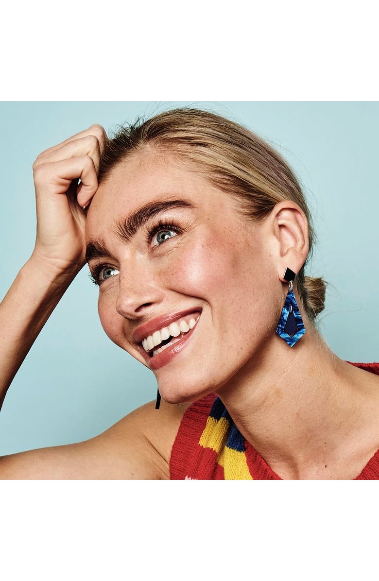 Toolally Art Deco Diamond Earrings - Midnight Blue Swirl & Sapphire, Alternate, color, Midnight Blue Swirl & Sapphire