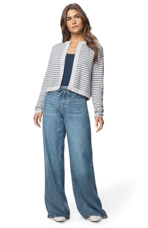 Splendid Amber Stripe Crop Cotton & Wool Blend Cardigan In White