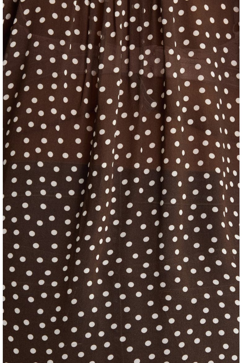 Shirred Chiffon Button-Up Shirt, Alternate, color, BROWN M- IVORY QUYNH DOT