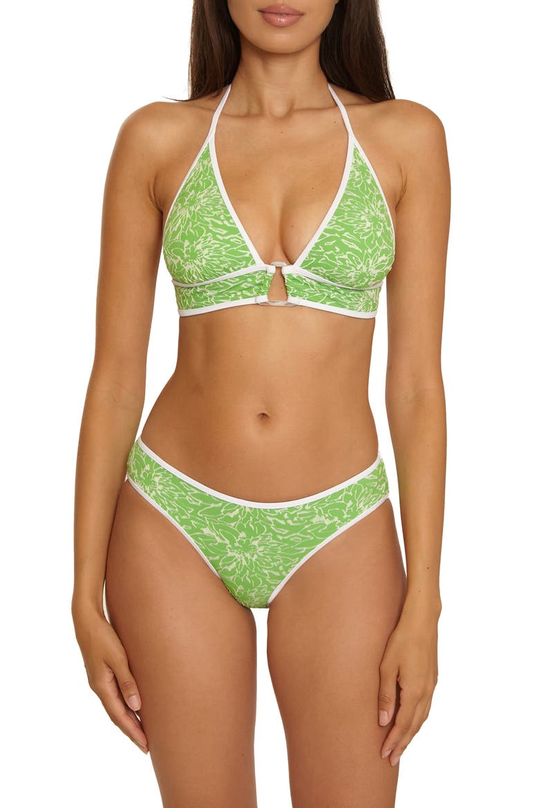 Water Lily Halter Bikini Top, Alternate, color, GREEN APPLE