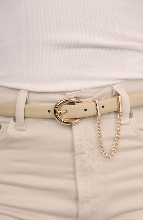 Ettika Chain Buckle Leather Belt In Neutral