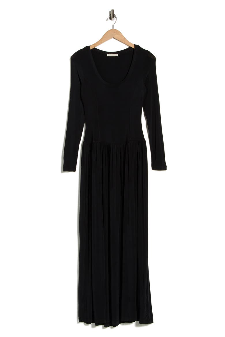 Amal Long Sleeve Jersey Maxi Dress, Alternate, color, NOIR