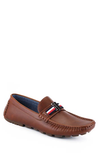Tommy Hilfiger Atino Logo Strap Driver In Medium Brown