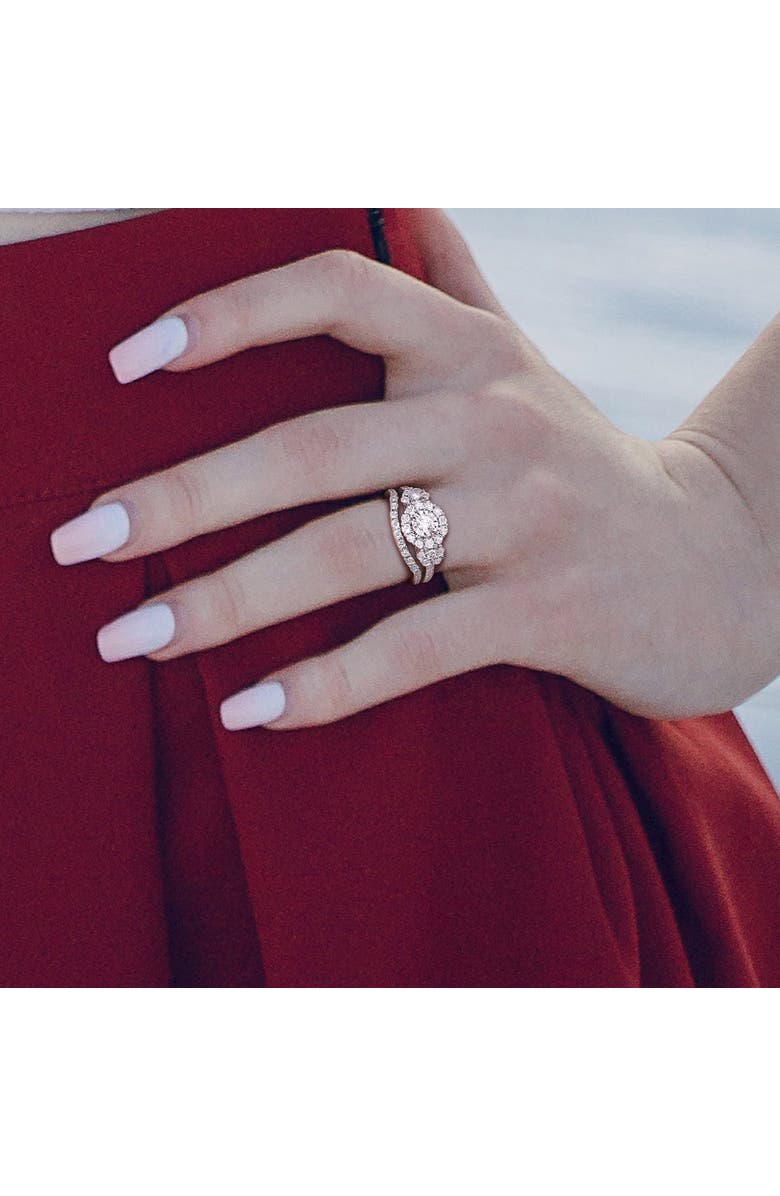 Julianna B. Diamond Halo Bridal Ring Set Sterling Silver, Alternate, color, Sterling Silver