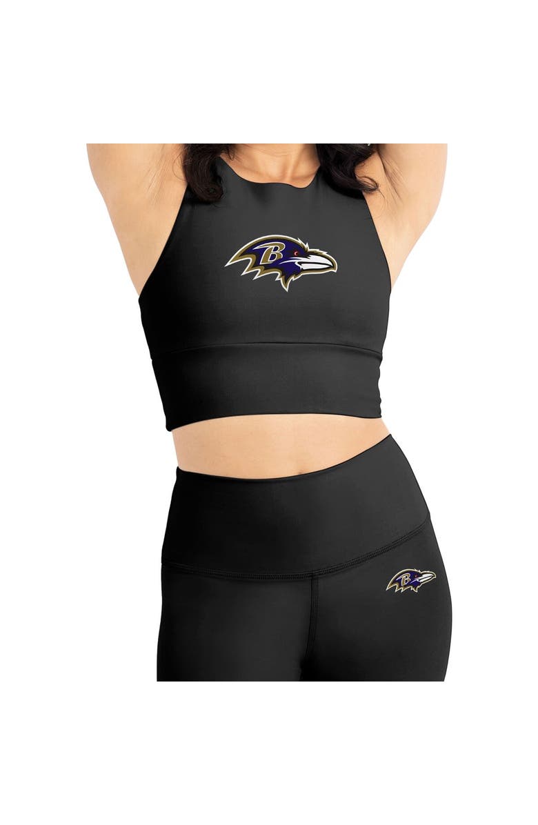 Kadi Brand Women's Black Baltimore Ravens Leggings & Midi Bra Set, Alternate, color, 