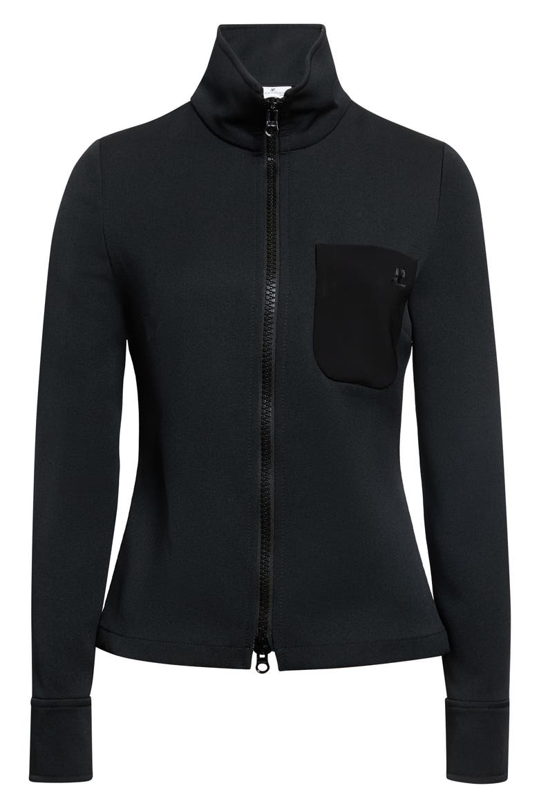 Long Sleeve Twill Zip Top, Main, color, BLACK