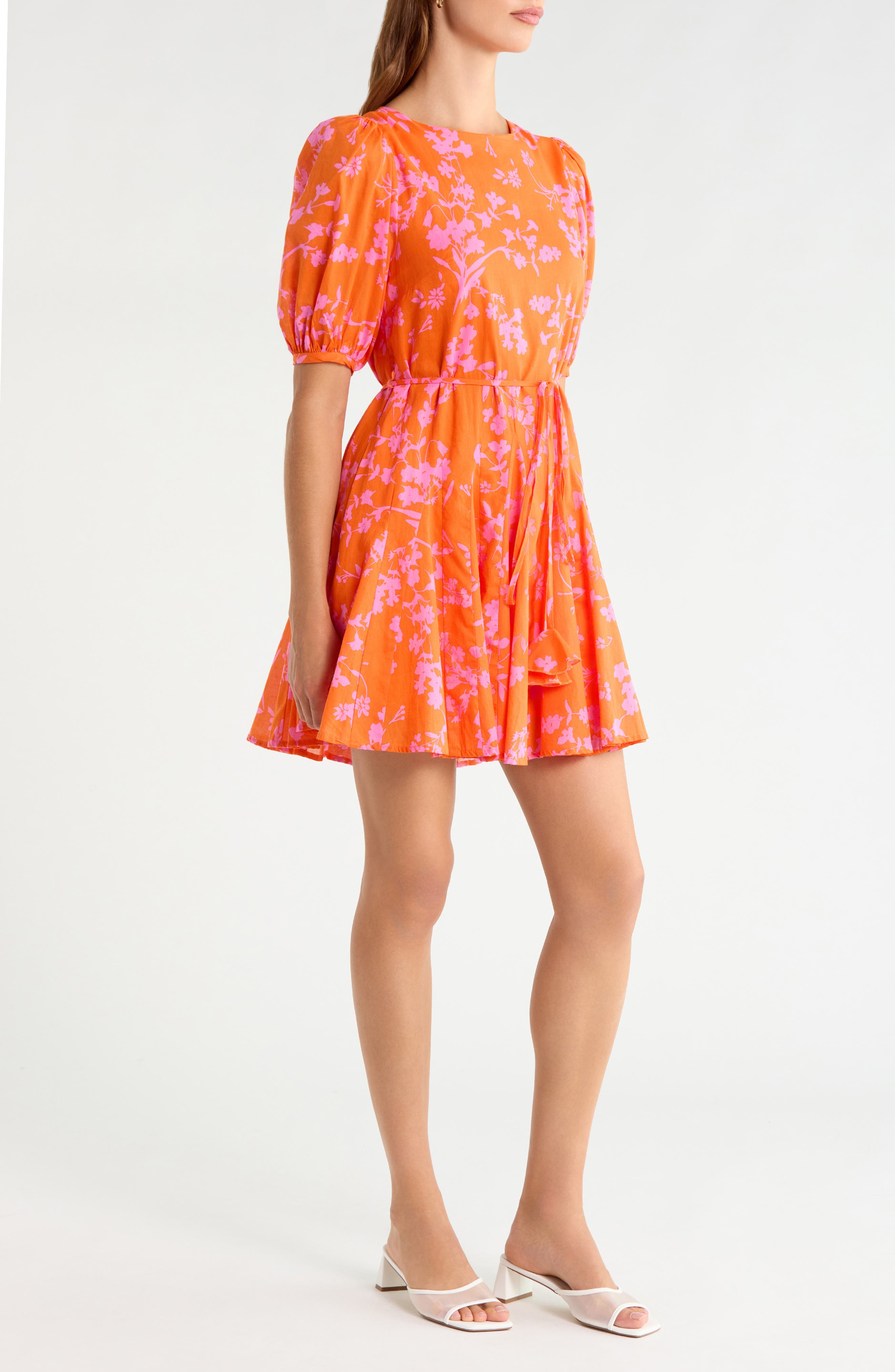 SUGARLIPS Delilah Floral Godet Pleat Cotton Minidress (Women) | Nordstrom