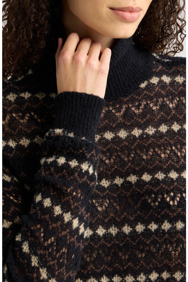 The Delicate Fair Isle Turtleneck Sweater, Alternate, color, DARK NAVY FAIRISLE