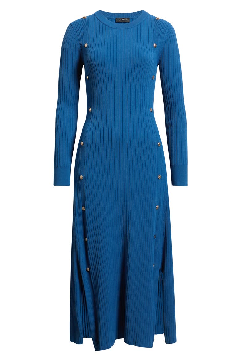 The Tamara Button Detail Long Sleeve Midi Sweater Dress, Alternate, color, BLUE DREAM