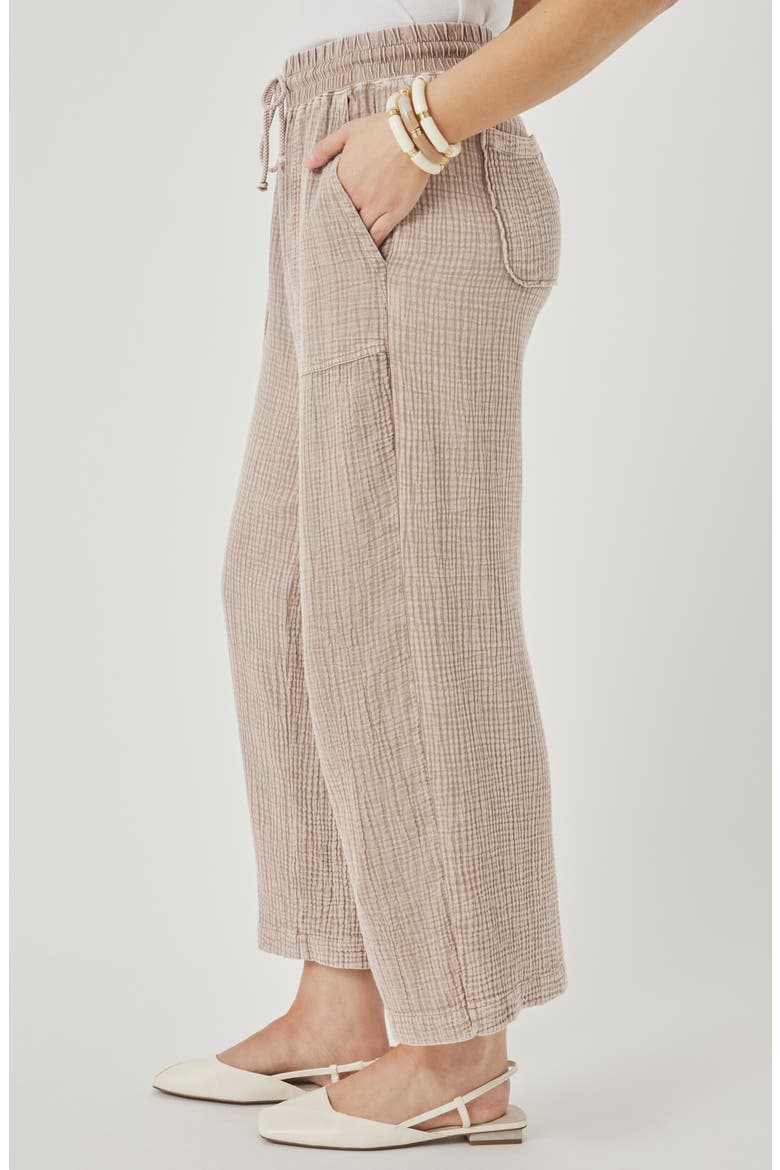 Ava Cotton Gauze Drawstring Pants, Alternate, color, LIGHT WICKER BROWN