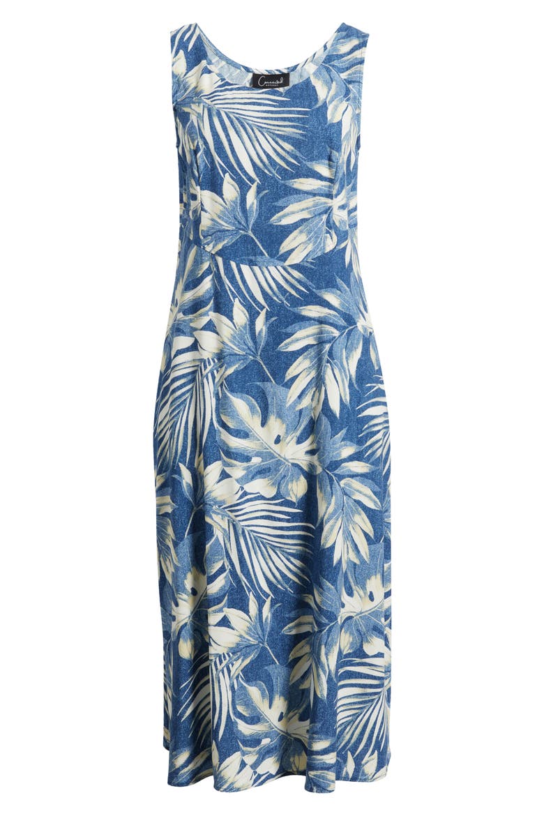Lace Up Back Sleeveless Midi Dress, Alternate, color, DEMIN