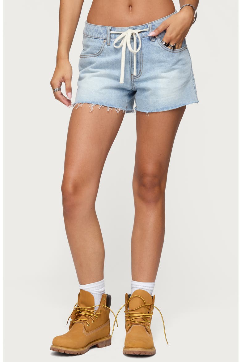 Milla Low Rise Denim Shorts, Main, color, LIGHT-BLUE