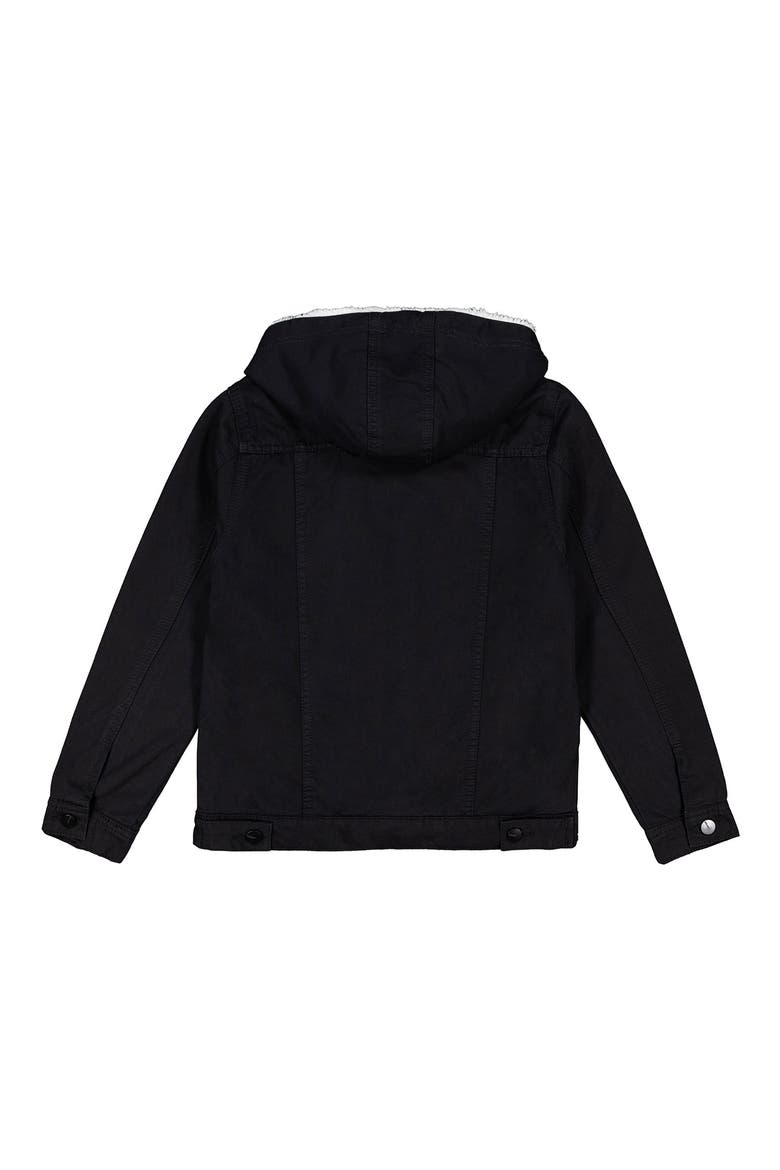 Kids' Faux Shearling Hooded Trucker Jacket, Alternate, color, BLACK