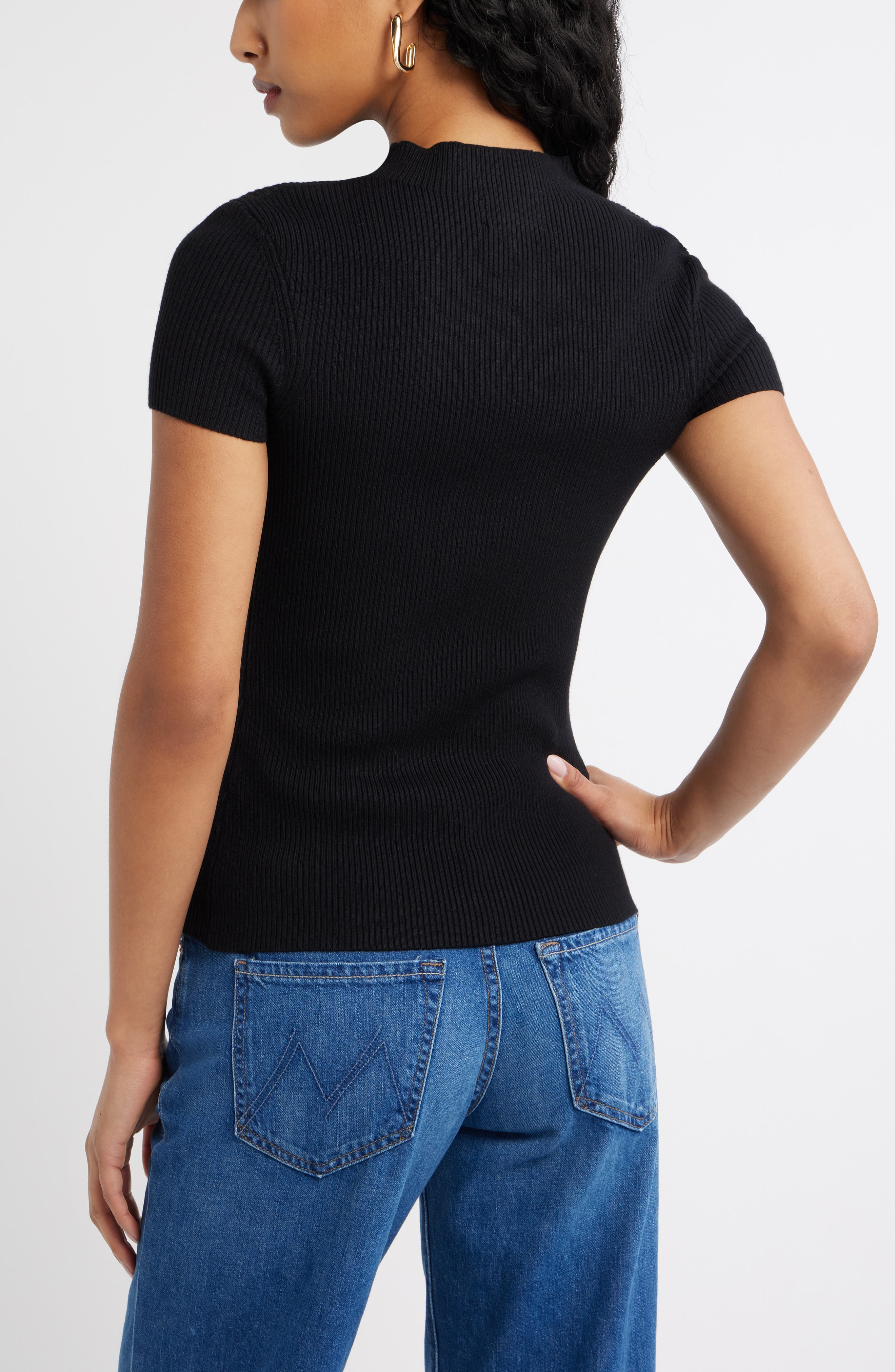 Женские свитеры Open Edit Rib Knit Mock Neck Sweater — фото 3