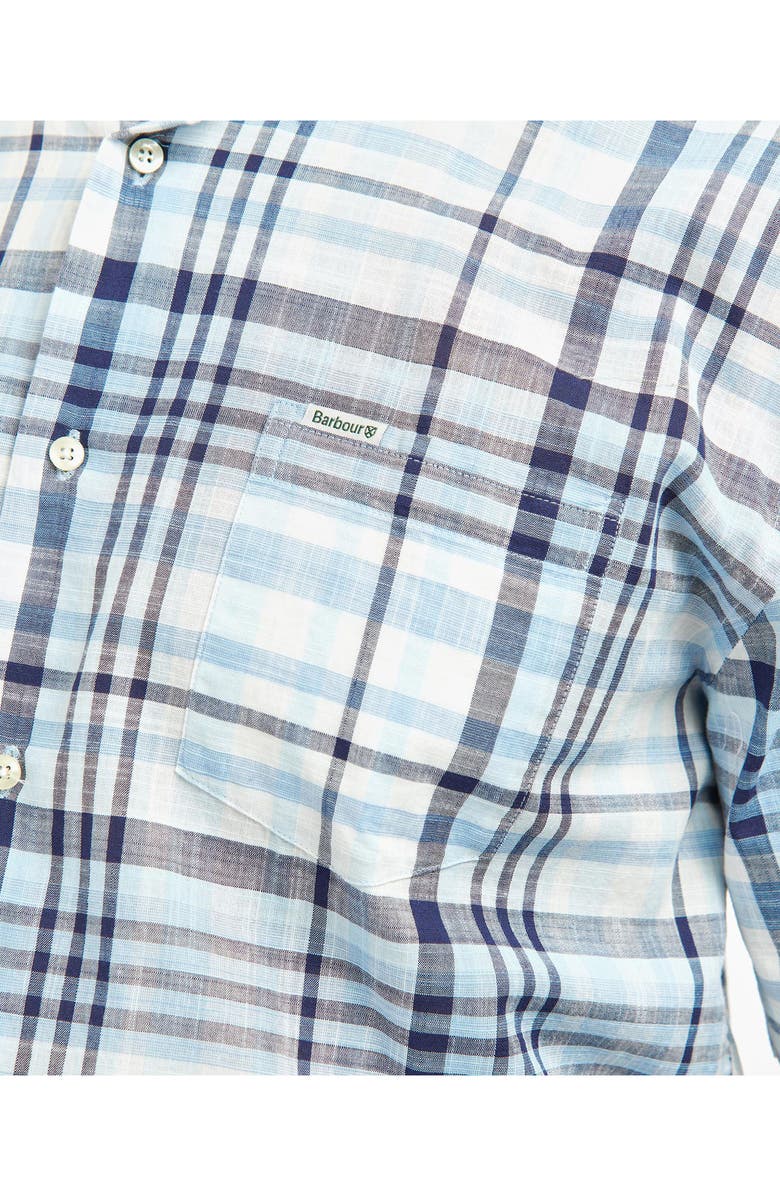 Barbour Hartley Regular Fit Plaid Short Sleeve Button-Down Shirt, Alternate, color, Sky