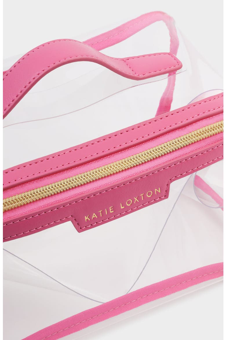 Medium Clear Fold-Out Wash Bag, Alternate, color, Sugar Pink