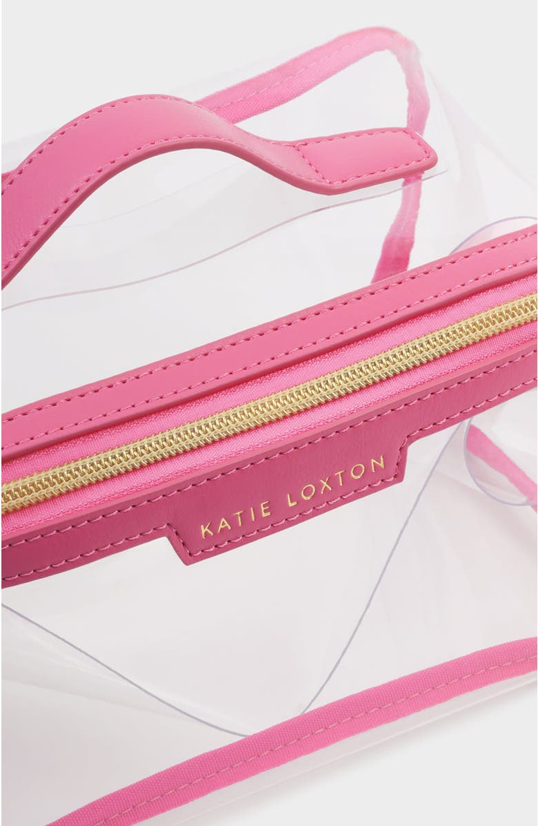 Katie Loxton Medium Clear Fold-Out Wash Bag, Alternate, color, Sugar Pink