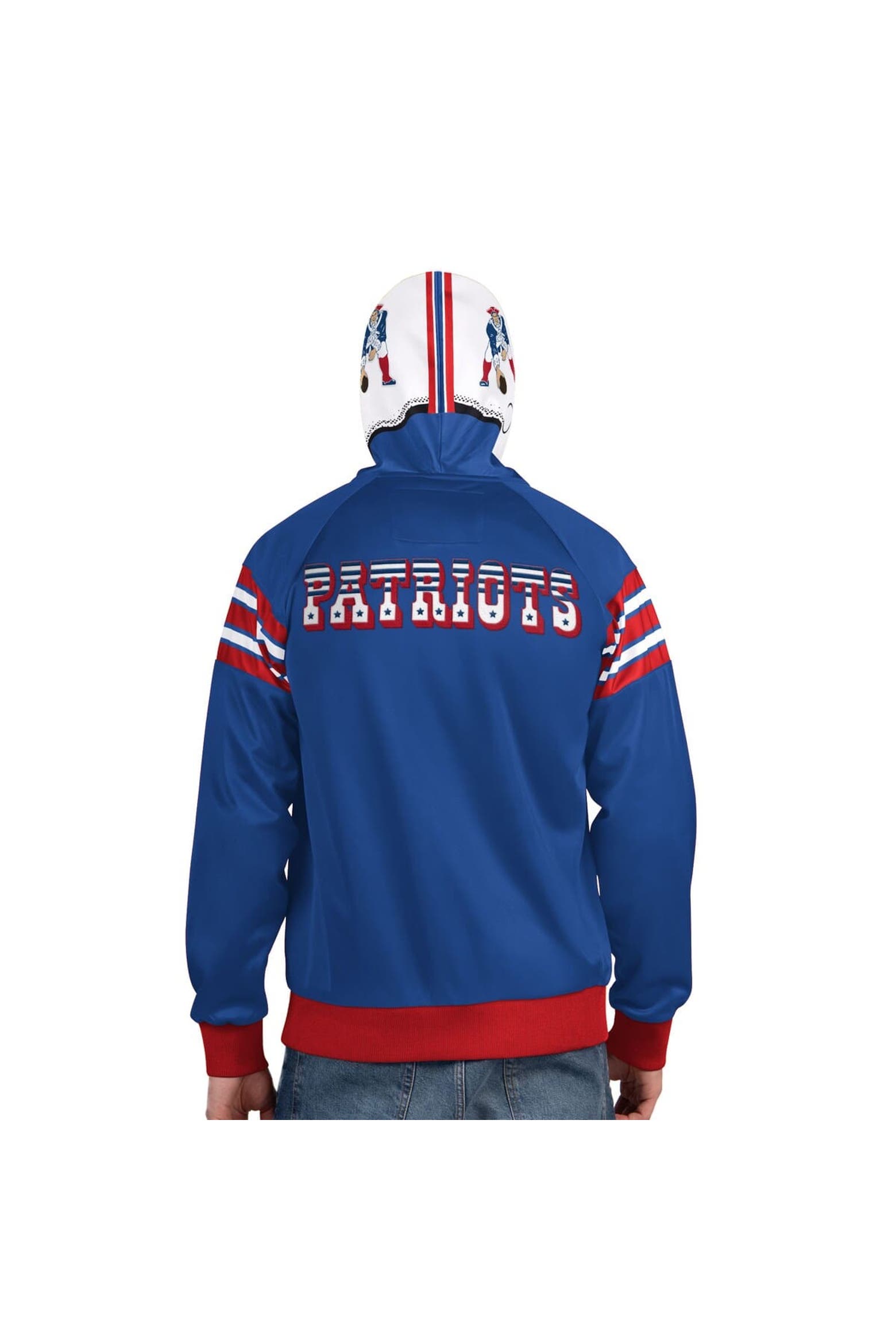 Zipper Code Jacket Men's Pro Player Royal/Red New England Patriots Retro Helmet Full-Zip ...
