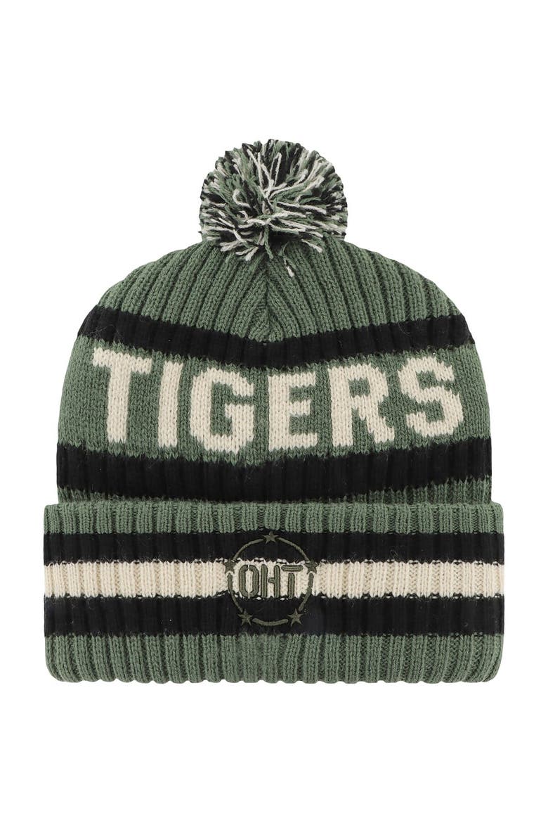 Men's '47 Green LSU Tigers OHT Military Appreciation Bering Cuffed Knit Hat with Pom, Alternate, color, Green