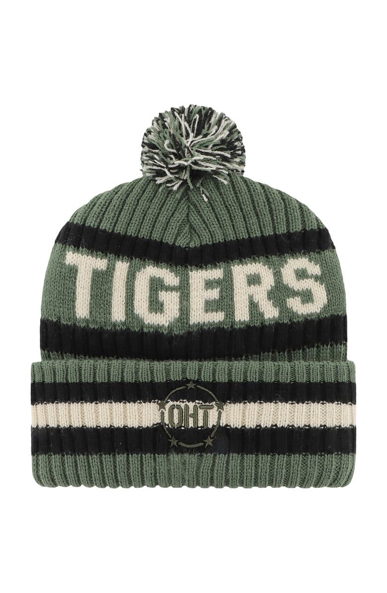 '47 Men's '47 Green LSU Tigers OHT Military Appreciation Bering Cuffed Knit Hat with Pom, Alternate, color, Green