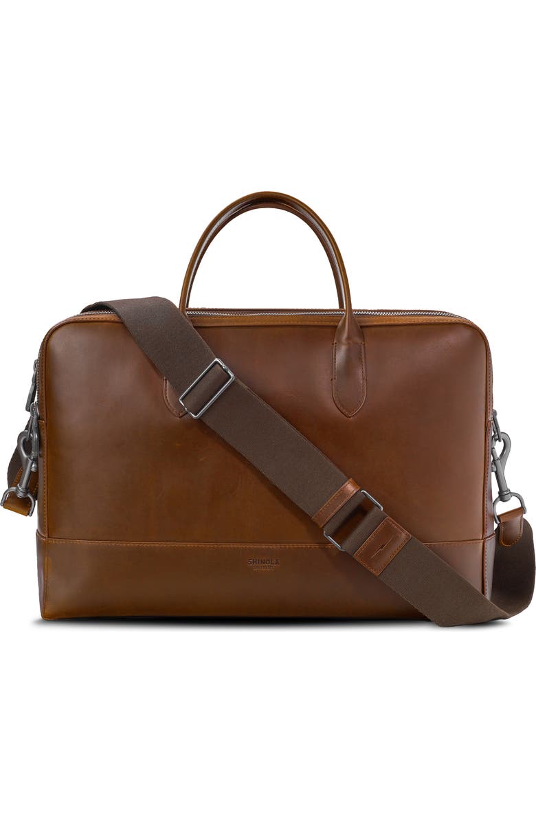 Shinola Canfield Brief Leather Messenger Bag, Main, color,