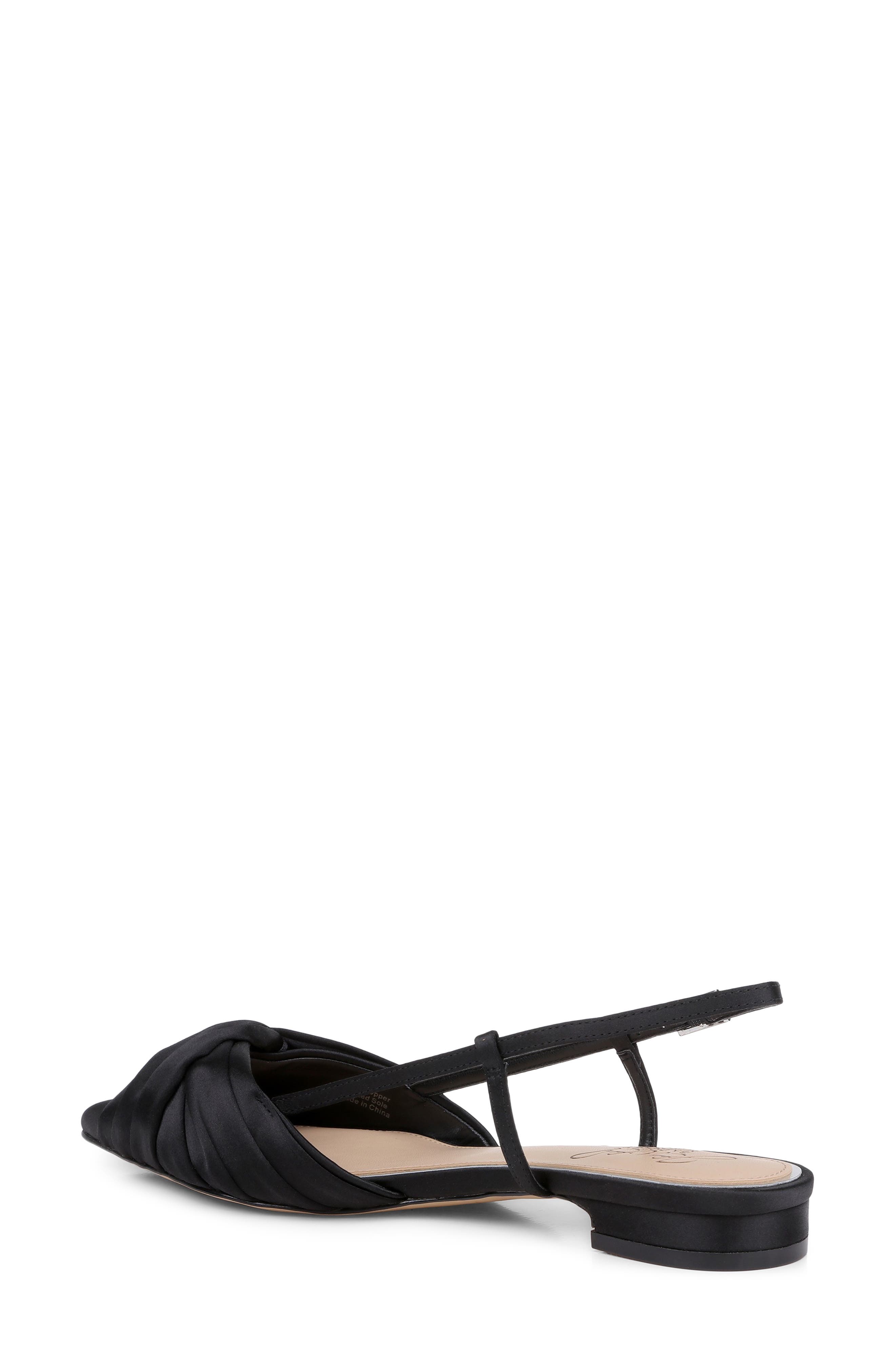 Jewel Badgley Mischka Zarah Pointed Toe Slingback Flat, Alternate, color, Black Satin