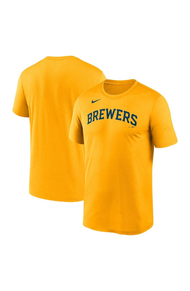 Nike Men's Nike Gold Milwaukee Brewers New Legend Wordmark T-Shirt, Main, color, Gold