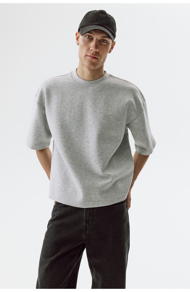 H&M Oversized Fit Scuba Knit T-shirt, Alternate, color, Light Gray Melange