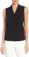 Anne Klein Triple Pleat V-Neck Jersey Top