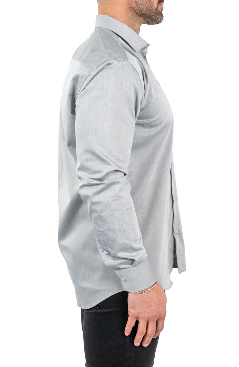 Maceoo Classic Silverfox Grey Cotton Twill Button-Up Shirt, Alternate, color, Grey