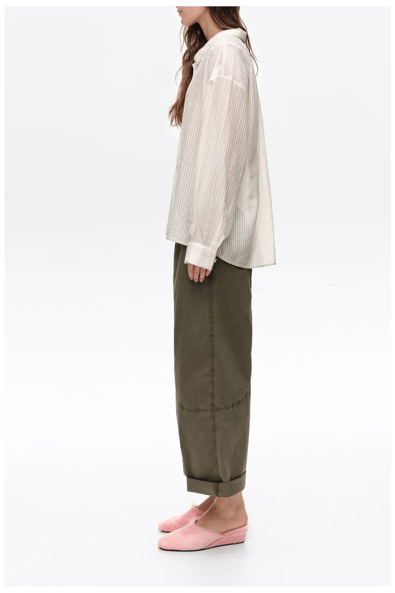 Striped Band Collar Shirt, Alternate, color, IVORY