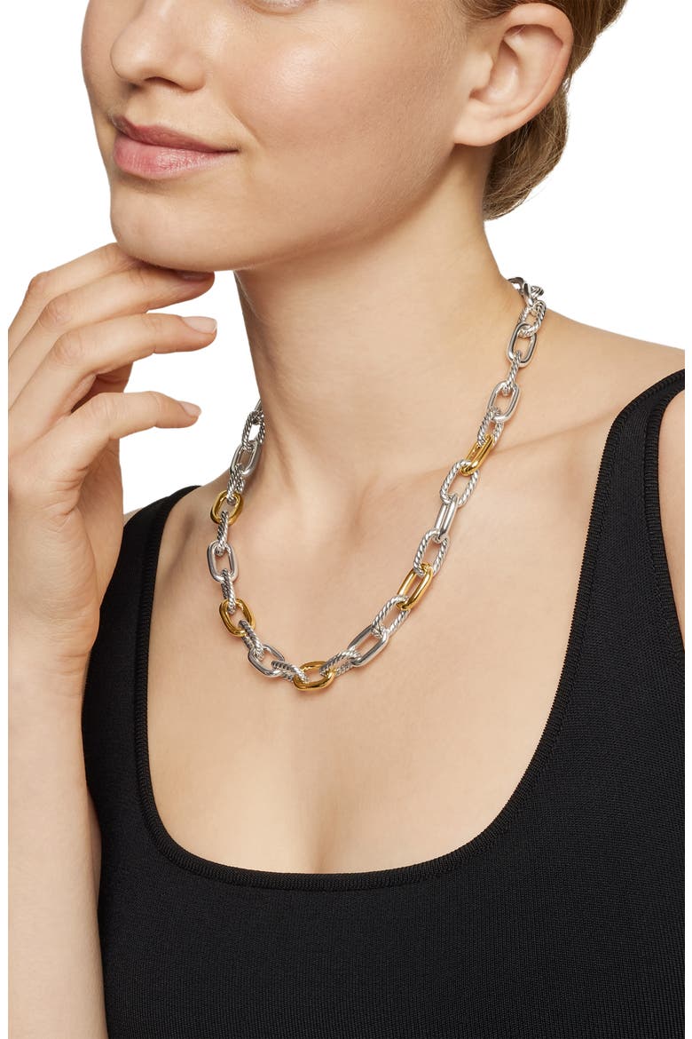 DY Madison® Chain Necklace in Sterling Silver with 18K Yellow Gold, 11mm, Alternate, color, STERLING SILVER WITH 18K GOLD